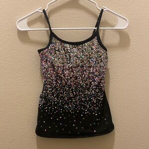 Justice Y2K Black Tank Top with Colorful Sequins